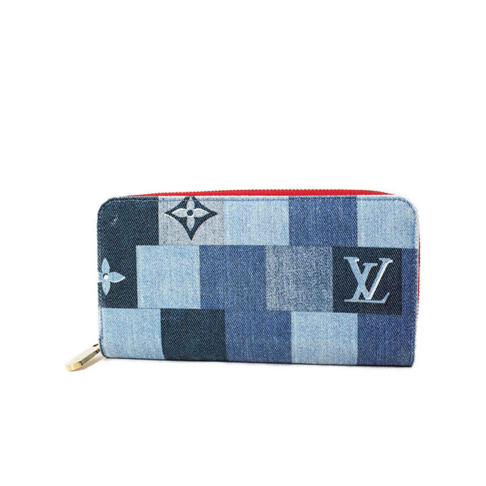 Louis Vuitton Denim Monogram Patchwork Zippy Wallet Round Zipper Long